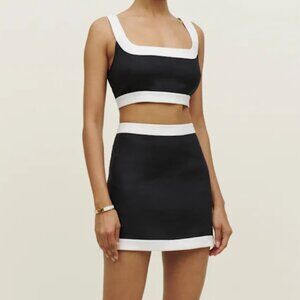 Reformation Robbie Linen Two Piece SET - Black and White - Size 2